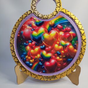 Tábua de Carne Argola Corações Coloridos